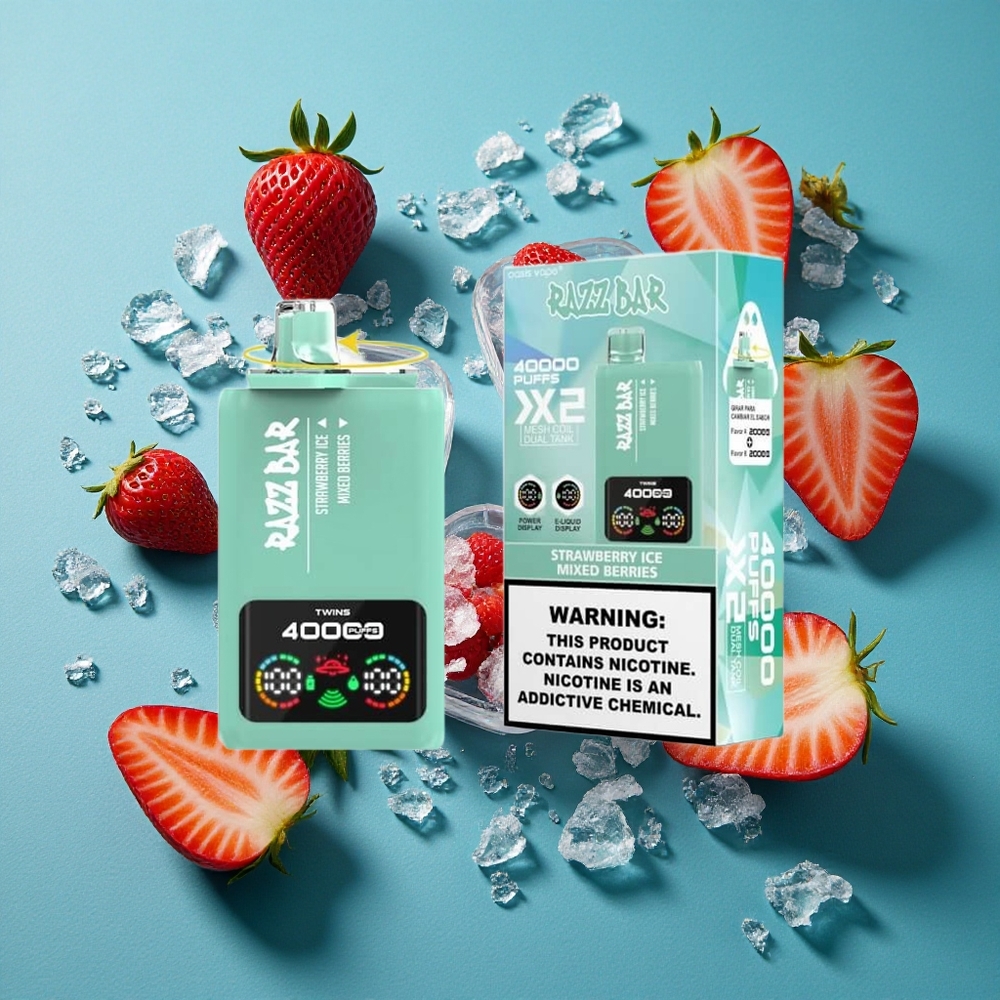 Aardbei IJs_Gemengde Bessen Razz Bar 40000 Puffs Wegwerp Vape met 650 Mah Batterij Type-C Poort