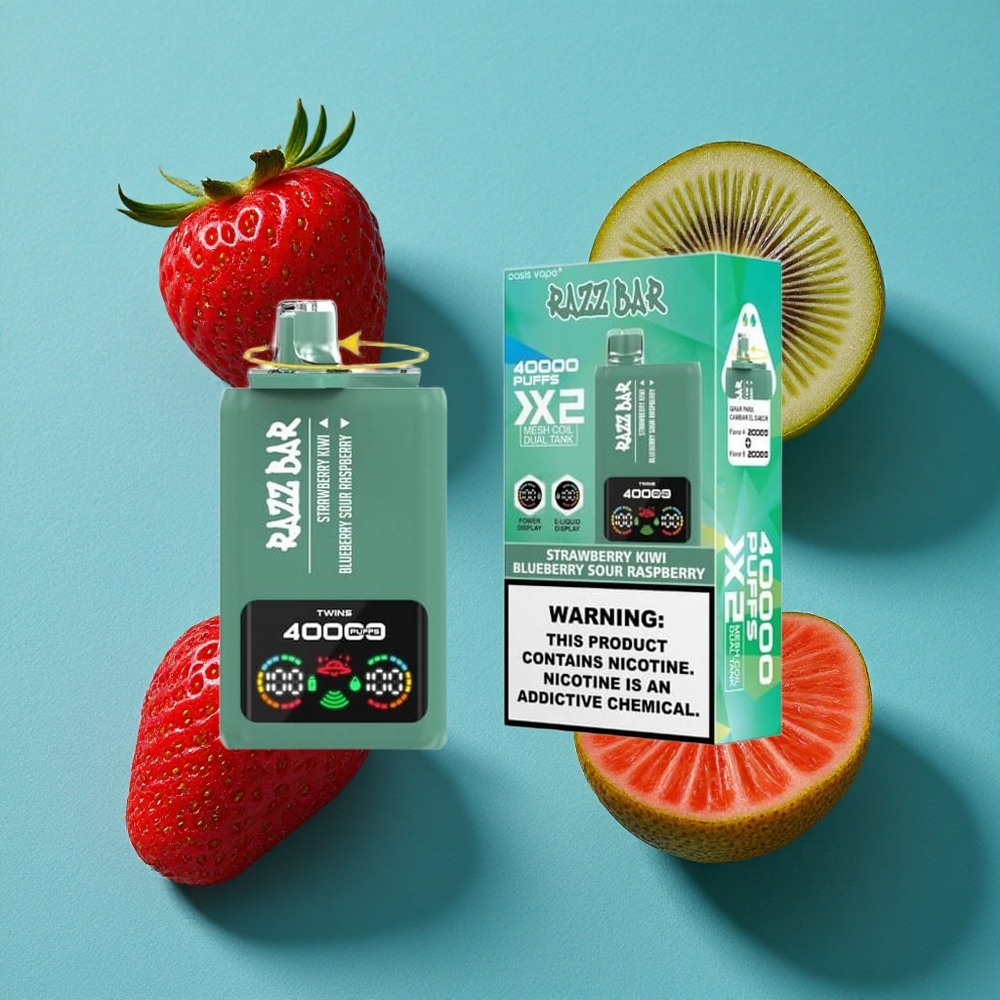 Aardbei Kiwi_Blauwe Bes Zure Framboos Razz Bar 40000 Puffs Wegwerp Vape Met Power Screen Display & Type-C Port