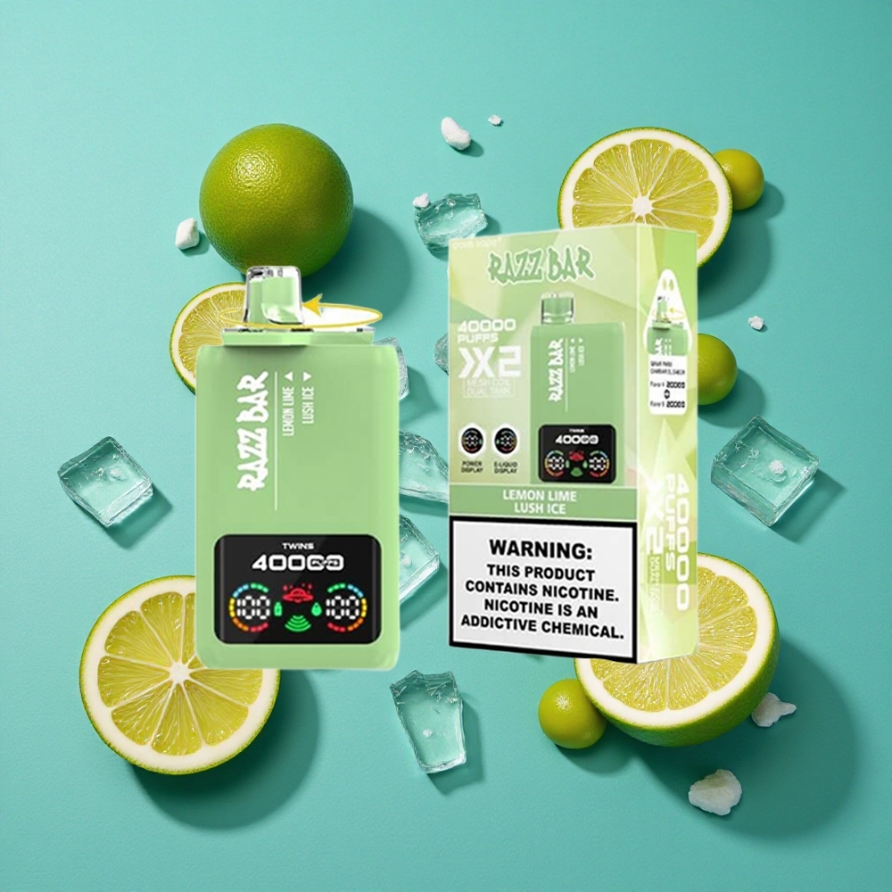 Citroen Limoen_Lush IJs Razz Bar 40000 Puffs Wegwerp Vape met Power Scherm Display & 650 Mah Batterij Type-C Poort