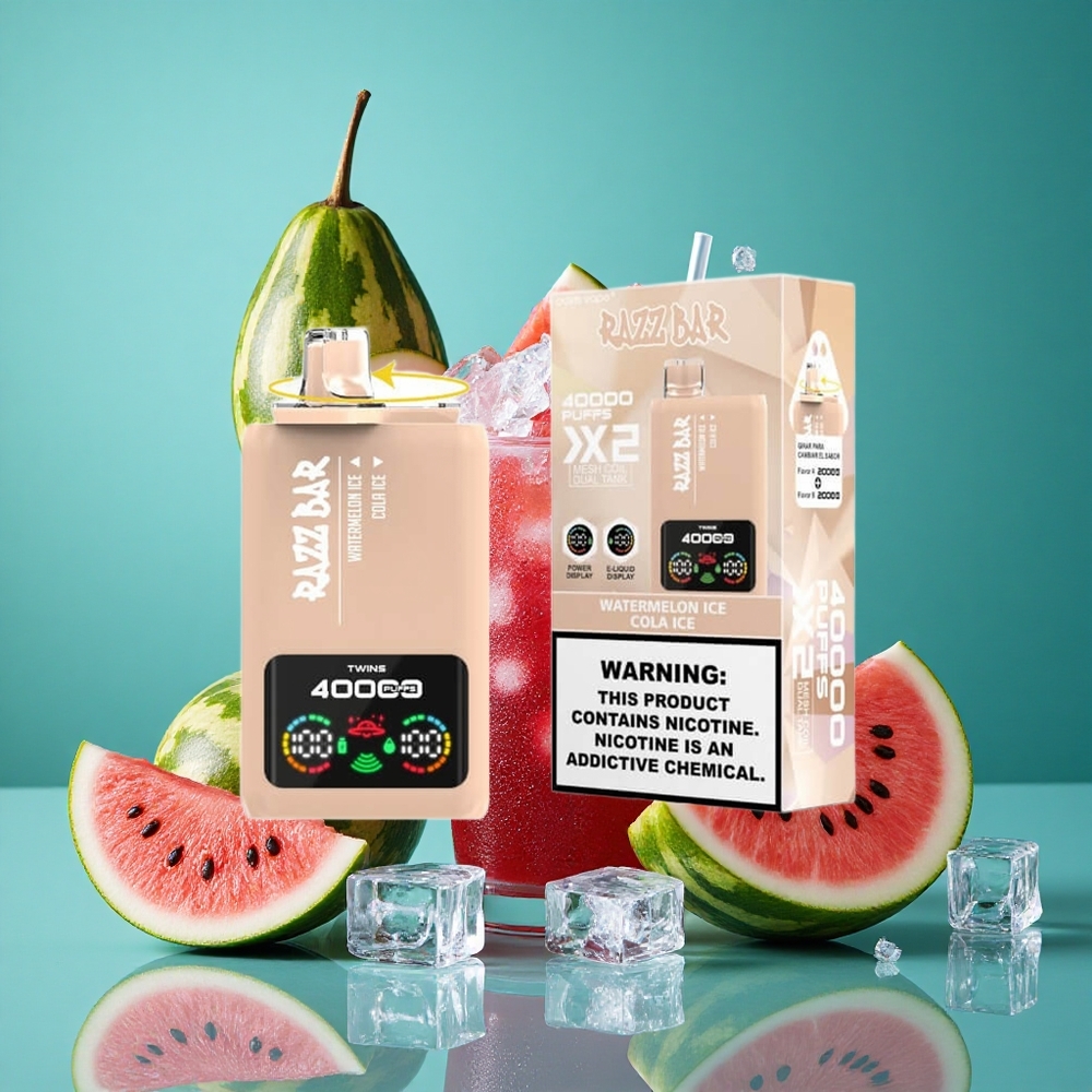 Watermeloen Ijs_Cola Ijs Razz Bar 40000 Puffs Wegwerp Vape met Power Scherm Display en 650 Mah Battery Type-C Port