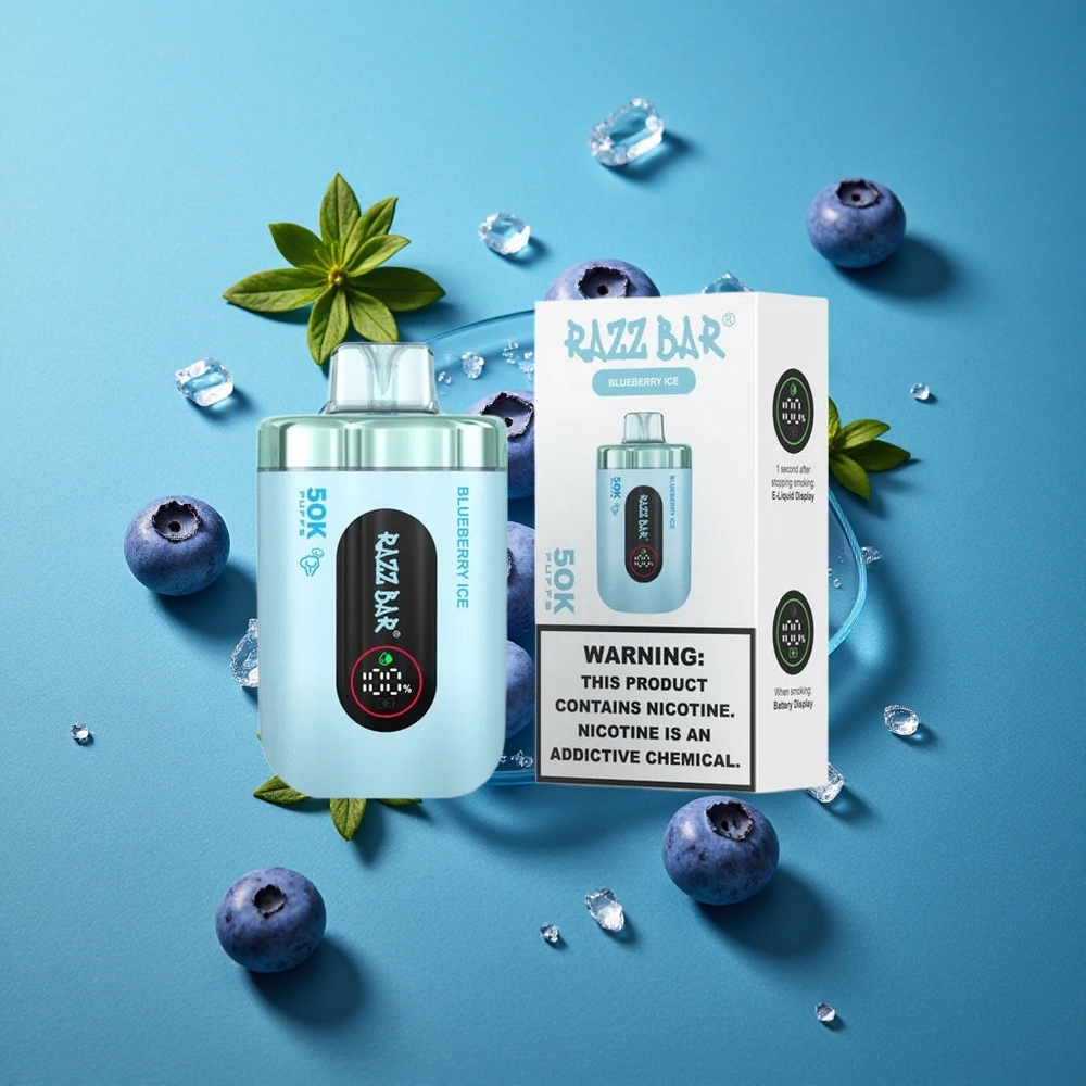 Blauwe Bes IJssmaak Razz Bar Wegwerp Vape 50.000 Puffs Met Type-C Oplaadbaar