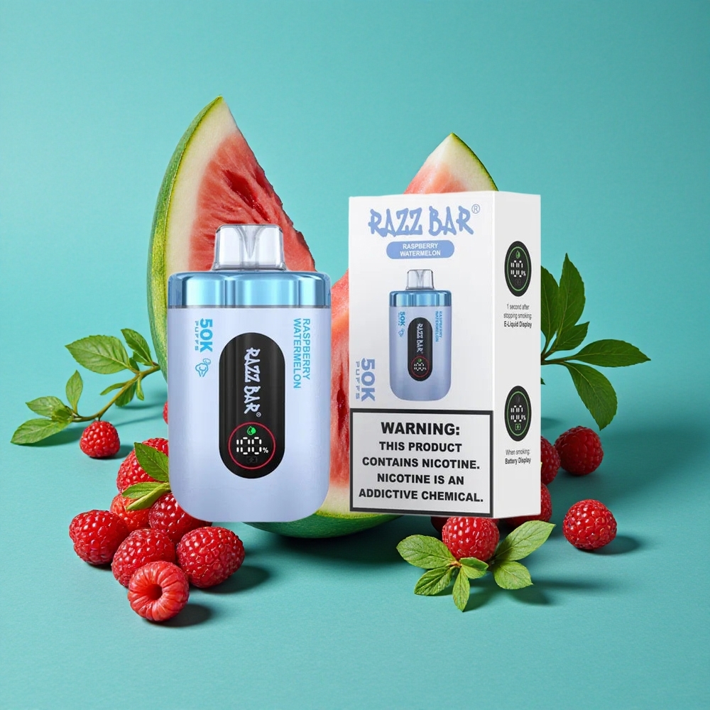 Framboos Watermeloen Razz Bar Wegwerp Vape 50K Puffs – Type-C Oplaadbaar & 650 Mah Batterij