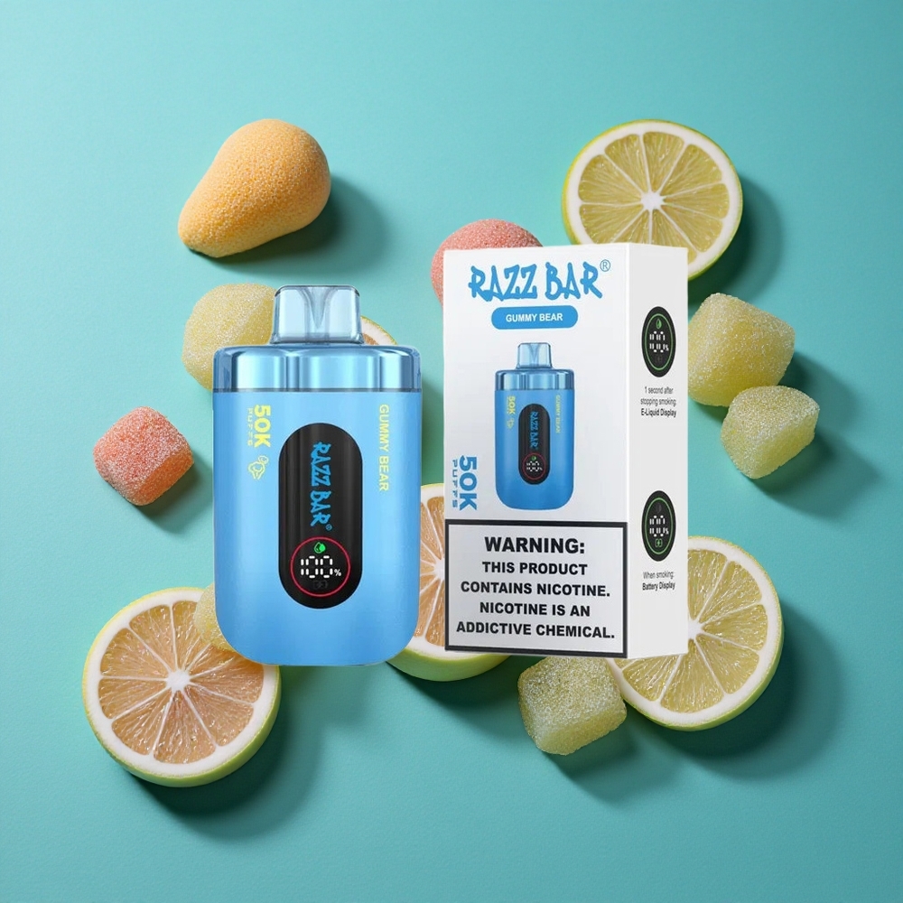 Gummy Bear Framboos Razz Bar 50K Puffs Wegwerp Vape – 50000 Puffs & Type-C Oplaadbaar