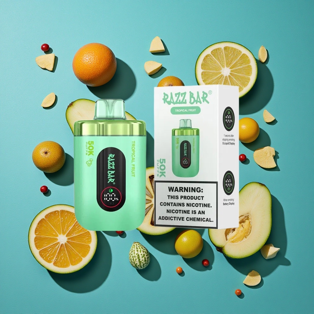 Tropisch Fruit Razz Bar Wegwerp Vape 50K Puffs Type-C Oplaadbaar 2% Nicotine