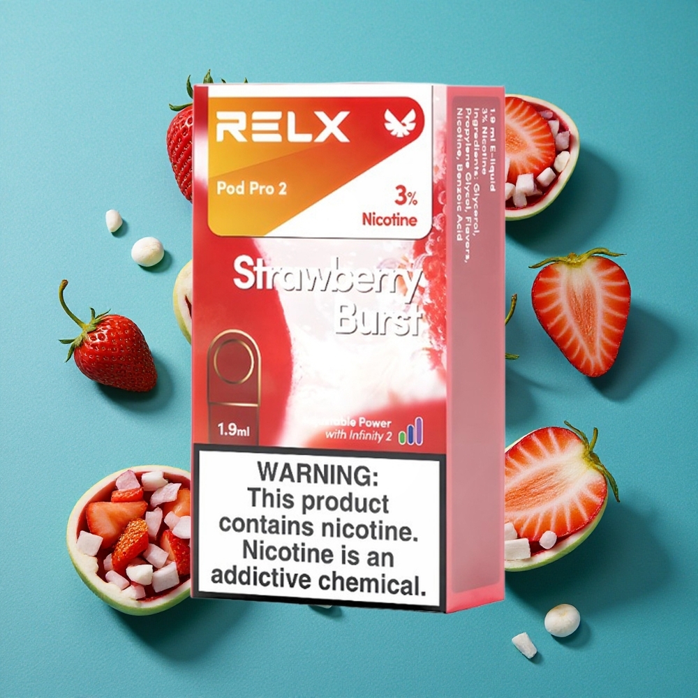 Aardbei Explosie RELX Pod Pro 2 600 puffs Nicotinegehalte: 3%
