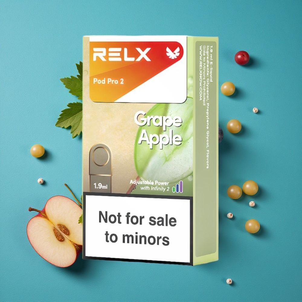 Druif Appel RELX Pod Pro 2 600 Pufs Nicotinevrij 1.9ml Capaciteit