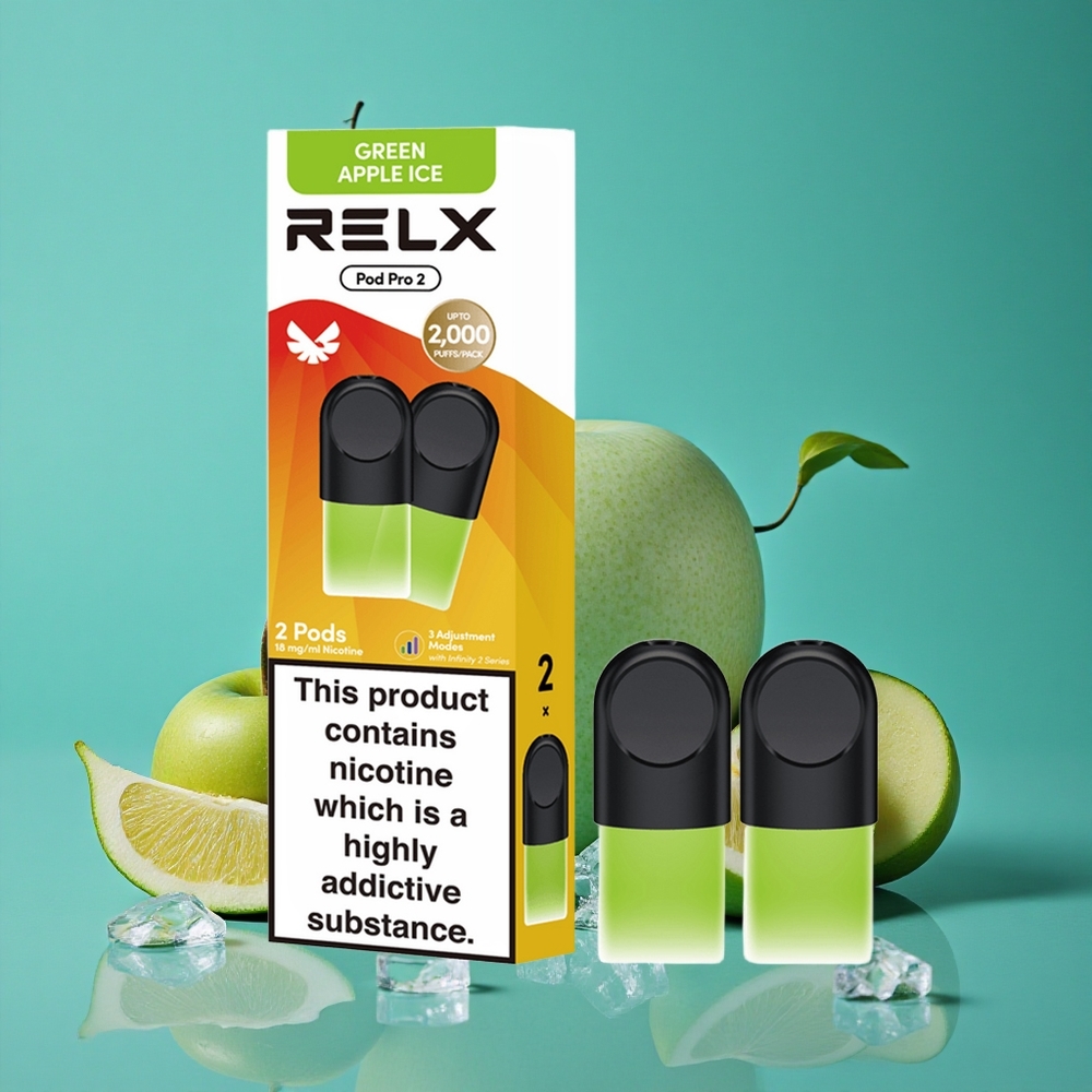 Groene Appel IJs Relx Pod Pro 2 600 Puffjes – Nicotinegehalte:1.8%