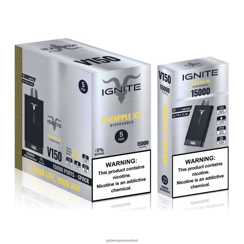 aardbei-kiwi VNV4HP92 - Ignite vape Nederland IGNITE V150 vape-pen 5-pack