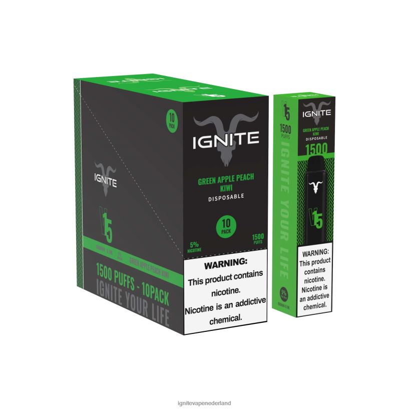 groene appel perzik kiwi VNV4HP101 - Ignite Nederland IGNITE V15 vape-pen 10-pack